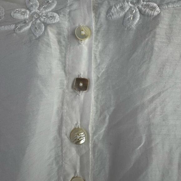 Anthropologie Maeve Lavinia Beaded Embriorered Top White Floral Women’s Size 0 - Picture 4 of 8